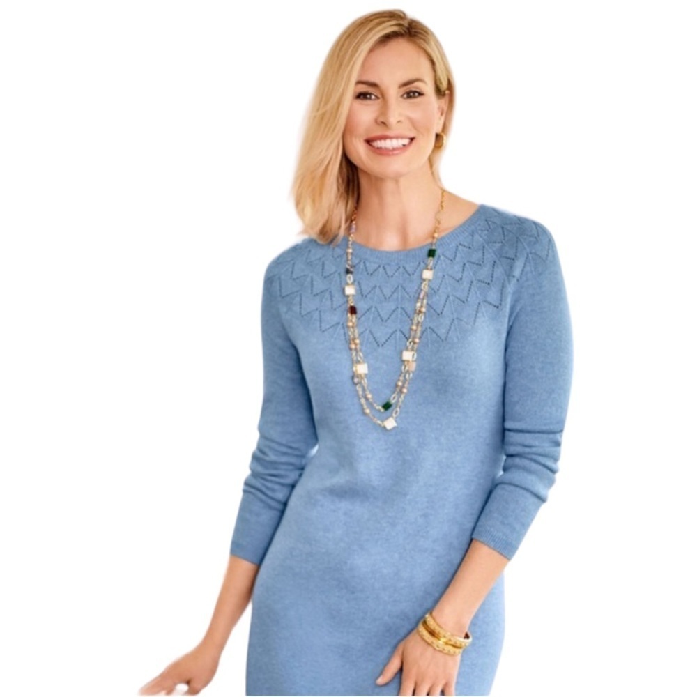 Talbot's Women's Midi Sweater Dress in French Iris Blue Petite Medium NWT
